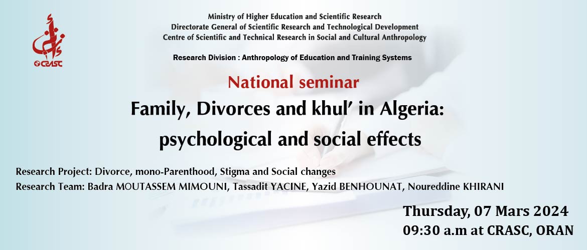 Family, Divorces and khul' in Algeria: psychological and social effects