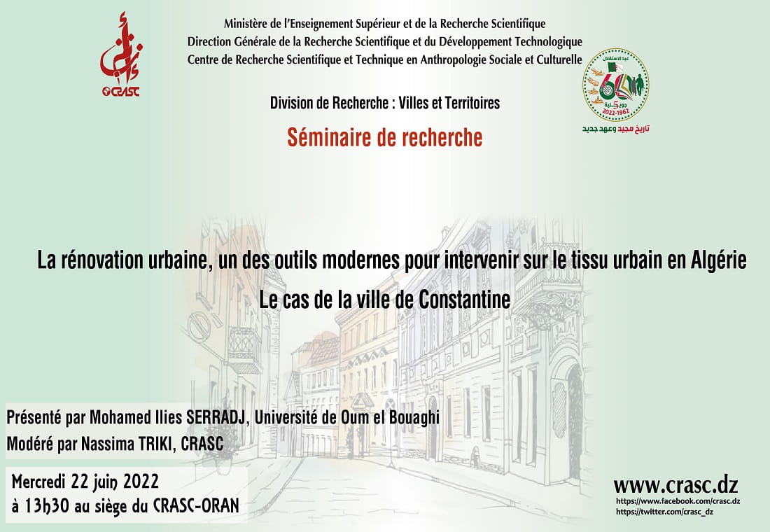 La rénovation urbaine, un outil moderne d'intervention sur le tissu urbain (Algérie) Banlieue de Constantine
