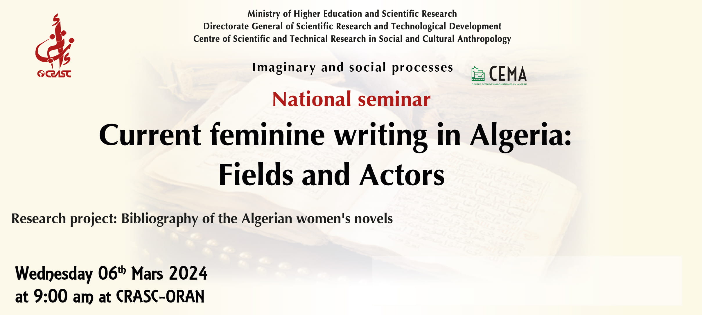 Current feminine writing in Algeria: Fields and Actors