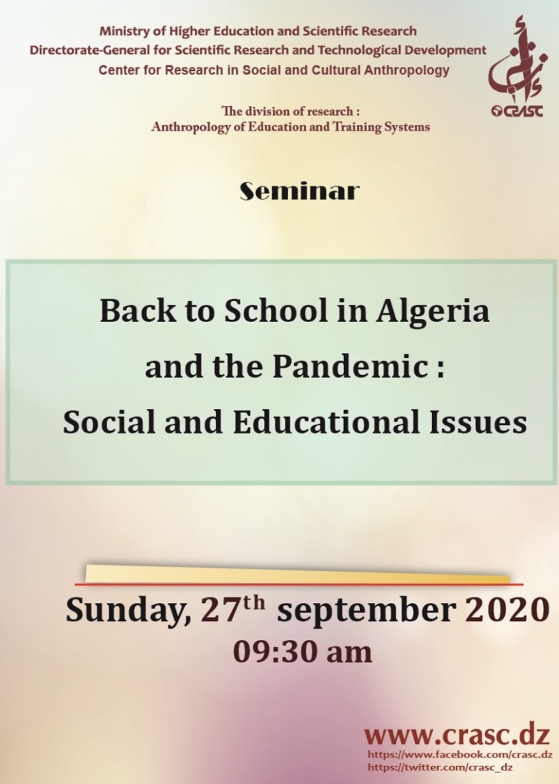 Back to School in Algeria and the Pandemic : Social and Educational Issues