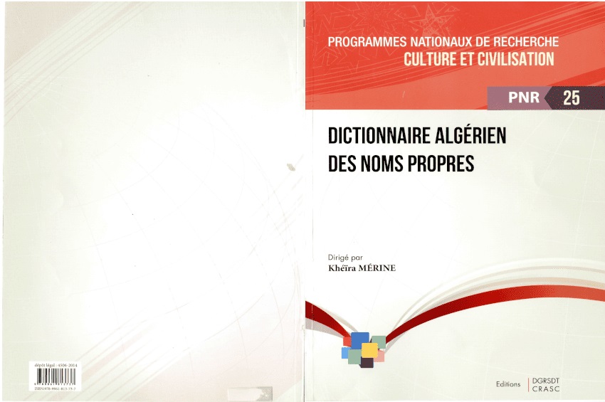 Dictionnaire algérien des noms propres.