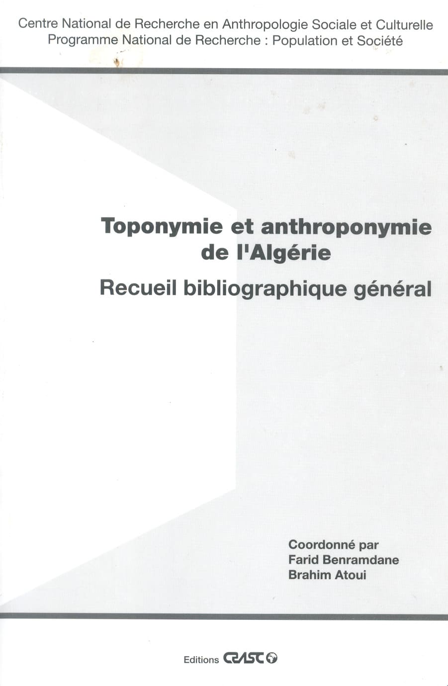 Toponymie et anthroponymie en Algérie.