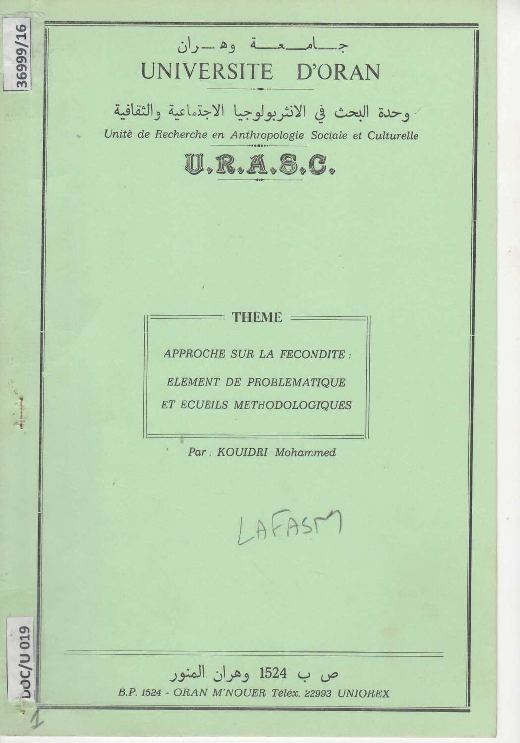 Approche sur la fécondité : élément de problématique et écueils méthodologiques