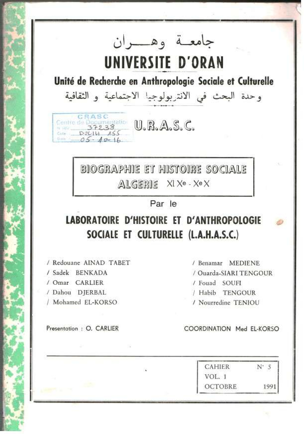 Biographie et histoire sociale. Algérie XI Xe - Xe X