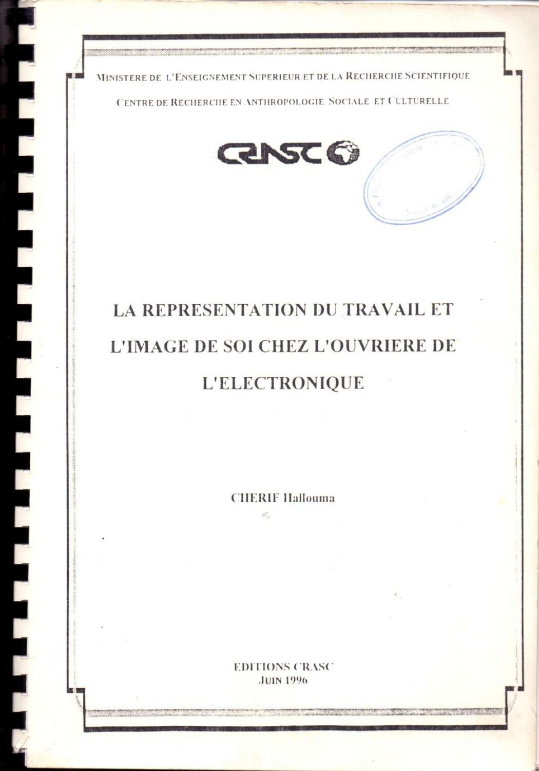 La représentation du travail et l'image de soi chez l'ouvrière de l'éléctronique