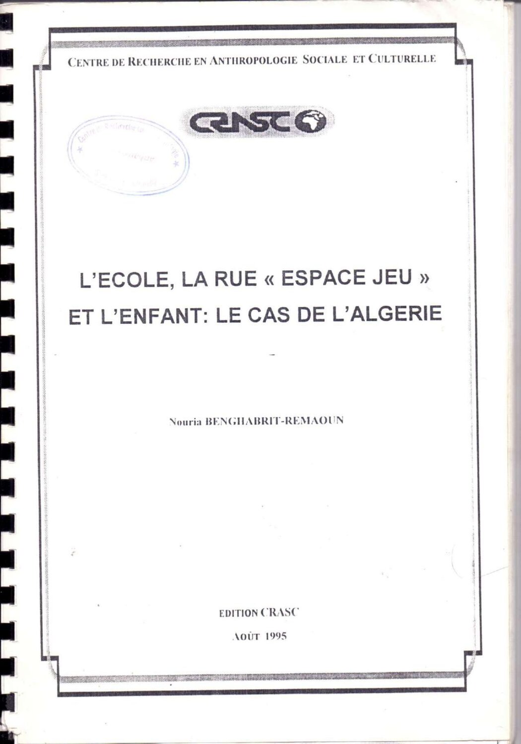 L'école, la rue "espace jeu" et l'enfant