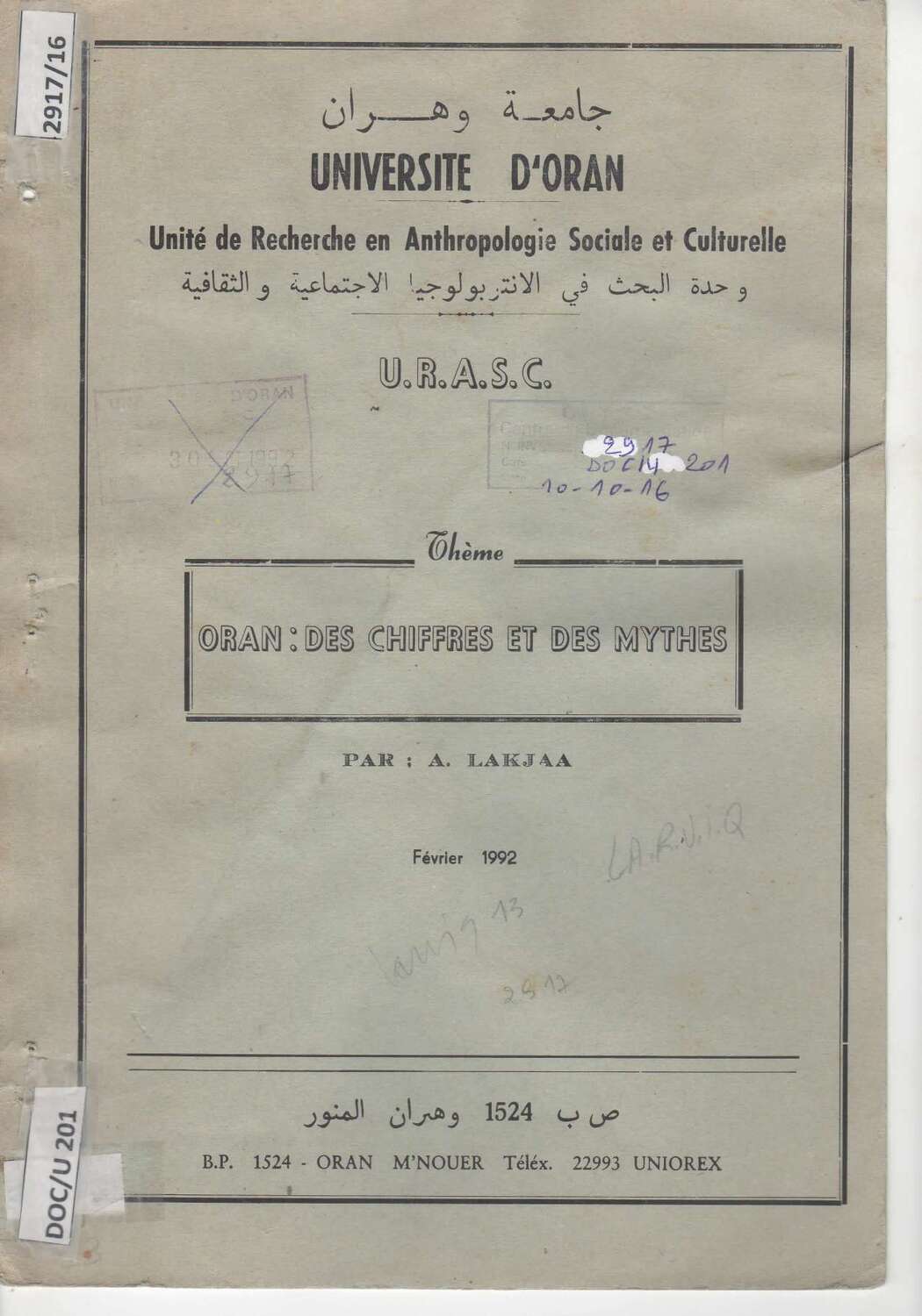 Oran : des chiffres et des mythes