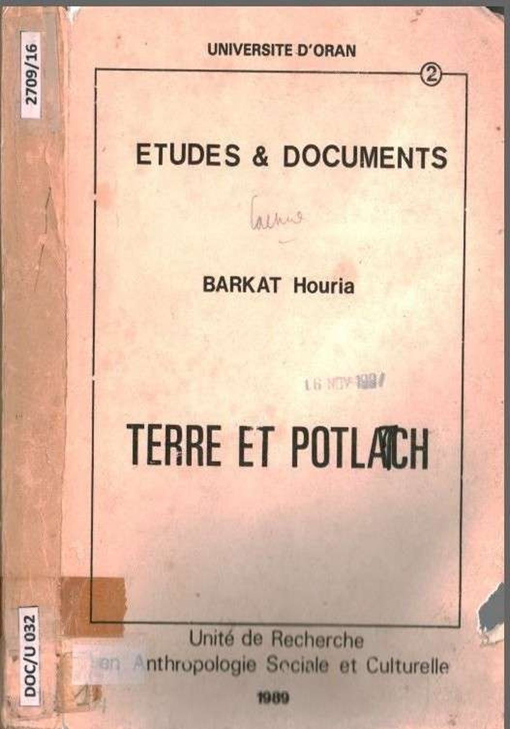Terre et potlatch Ouvrage